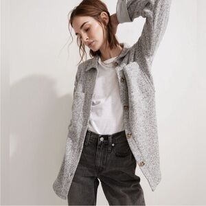 Madewell (Re)sourced Sweater Fleece Shirt Jacket in Heathered Gray Sz XS